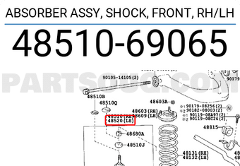 Toyota 4851069065 ABSORBER ASSY, SHOCK, FRONT, RH/LH
