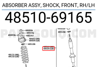 Toyota 4851069165 ABSORBER ASSY, SHOCK, FRONT, RH/LH