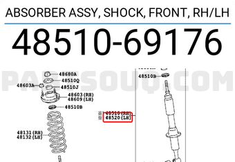 Toyota 4851069176 ABSORBER ASSY, SHOCK, FRONT, RH/LH
