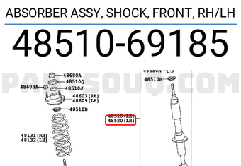 Toyota 4851069185 ABSORBER ASSY, SHOCK, FRONT, RH/LH
