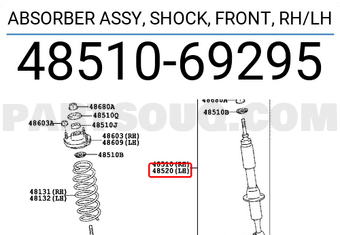 Toyota 4851069295 ABSORBER ASSY, SHOCK, FRONT, RH/LH