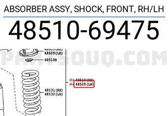 Toyota 4851069475 ABSORBER ASSY, SHOCK, FRONT, RH/LH