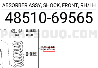 Toyota 4851069565 ABSORBER ASSY, SHOCK, FRONT, RH/LH