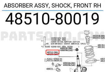 Toyota 4851080019 ABSORBER ASSY, SHOCK, FRONT RH
