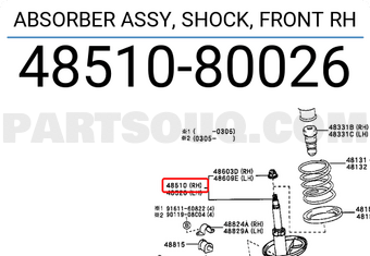 Toyota 4851080026 ABSORBER ASSY, SHOCK, FRONT RH