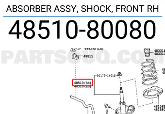 Toyota 4851080080 ABSORBER ASSY, SHOCK, FRONT RH