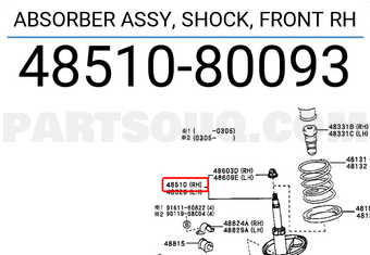 Toyota 4851080093 ABSORBER ASSY, SHOCK, FRONT RH