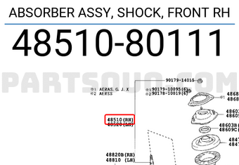 Toyota 4851080111 ABSORBER ASSY, SHOCK, FRONT RH