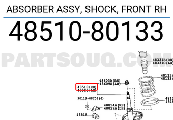Toyota 4851080133 ABSORBER ASSY, SHOCK, FRONT RH