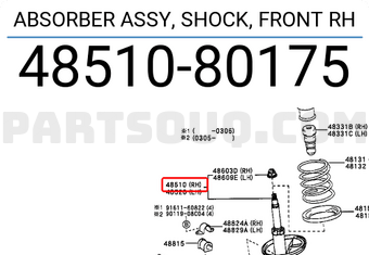 Toyota 4851080175 ABSORBER ASSY, SHOCK, FRONT RH
