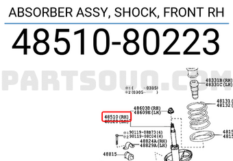 Toyota 4851080223 ABSORBER ASSY, SHOCK, FRONT RH