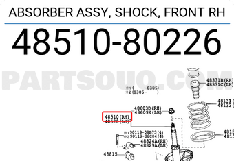 Toyota 4851080226 ABSORBER ASSY, SHOCK, FRONT RH