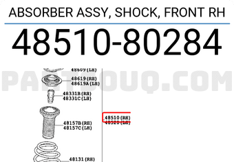 Toyota 4851080284 ABSORBER ASSY, SHOCK, FRONT RH