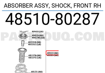 Toyota 4851080287 ABSORBER ASSY, SHOCK, FRONT RH