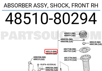 Toyota 4851080294 ABSORBER ASSY, SHOCK, FRONT RH