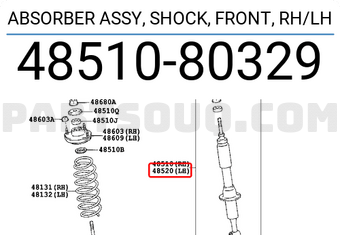Toyota 4851080329 ABSORBER ASSY, SHOCK, FRONT, RH/LH