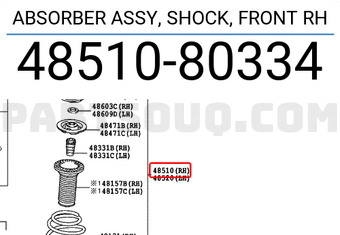 Toyota 4851080334 ABSORBER ASSY, SHOCK, FRONT RH