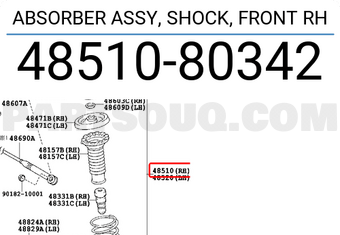 Toyota 4851080342 ABSORBER ASSY, SHOCK, FRONT RH