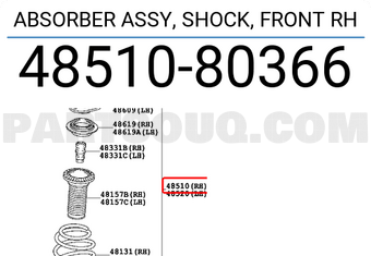 Toyota 4851080366 ABSORBER ASSY, SHOCK, FRONT RH
