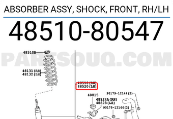 Toyota 4851080547 ABSORBER ASSY, SHOCK, FRONT, RH/LH