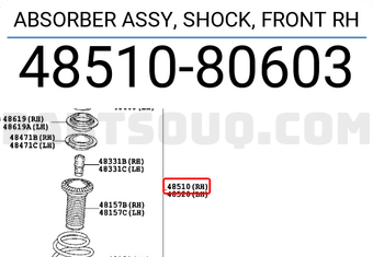 Toyota 4851080603 ABSORBER ASSY, SHOCK, FRONT RH