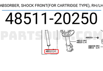 Toyota 4851120250 ABSORBER, SHOCK FRONT(FOR CARTRIDGE TYPE),RH/LH