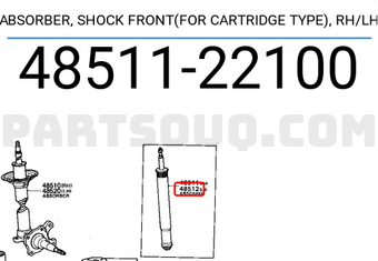Toyota 4851122100 ABSORBER, SHOCK FRONT(FOR CARTRIDGE TYPE),RH/LH