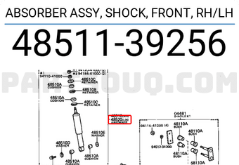 Toyota 4851139256 ABSORBER ASSY, SHOCK, FRONT, RH/LH