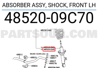 Toyota 4852009C70 ABSORBER ASSY, SHOCK, FRONT LH