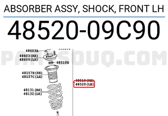 Toyota 4852009C90 ABSORBER ASSY, SHOCK, FRONT LH