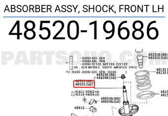 Toyota 4852019686 ABSORBER ASSY, SHOCK, FRONT LH
