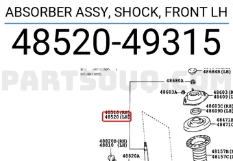 Toyota 4852049315 ABSORBER ASSY, SHOCK, FRONT LH