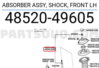 Toyota 4852049605 ABSORBER ASSY, SHOCK, FRONT LH