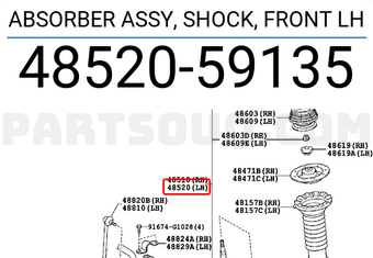 Toyota 4852059135 ABSORBER ASSY, SHOCK, FRONT LH