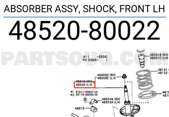 Toyota 4852080022 ABSORBER ASSY, SHOCK, FRONT LH