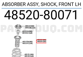 Toyota 4852080071 ABSORBER ASSY, SHOCK, FRONT LH
