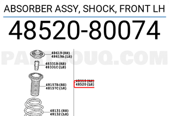 Toyota 4852080074 ABSORBER ASSY, SHOCK, FRONT LH