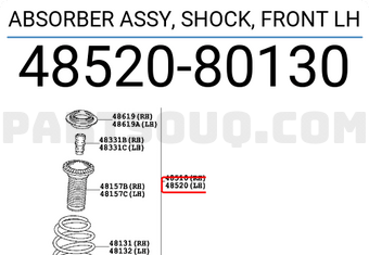 Toyota 4852080130 ABSORBER ASSY, SHOCK, FRONT LH