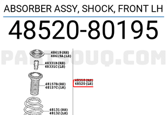 Toyota 4852080195 ABSORBER ASSY, SHOCK, FRONT LH