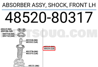 Toyota 4852080317 ABSORBER ASSY, SHOCK, FRONT LH