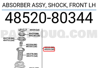 Toyota 4852080344 ABSORBER ASSY, SHOCK, FRONT LH