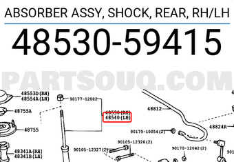 Toyota 4853059415 ABSORBER ASSY, SHOCK, REAR, RH/LH