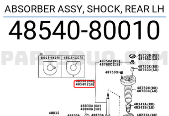 Toyota 4854080010 ABSORBER ASSY, SHOCK, REAR LH