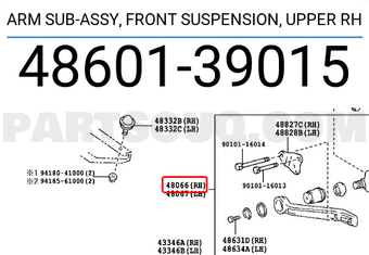 Toyota 4860139015 ARM SUB-ASSY, FRONT SUSPENSION, UPPER RH