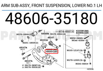 Toyota 4860635180 ARM SUB-ASSY, FRONT SUSPENSION, LOWER NO.1 LH