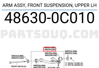 Toyota 486300C010 ARM ASSY, FRONT SUSPENSION, UPPER LH