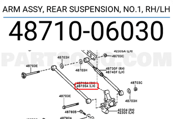 Toyota 4871006030 ARM ASSY, REAR SUSPENSION, NO.1, RH/LH