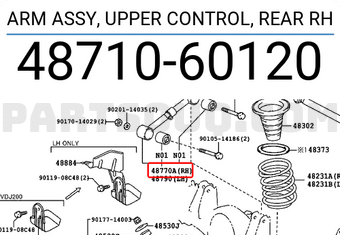 Toyota 4871060120 ARM ASSY, UPPER CONTROL, REAR RH