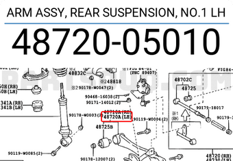 Toyota 4872005010 ARM ASSY, REAR SUSPENSION, NO.1 LH