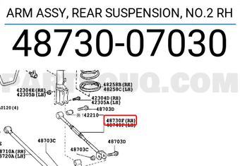 Toyota 4873007030 ARM ASSY, REAR SUSPENSION, NO.2 RH